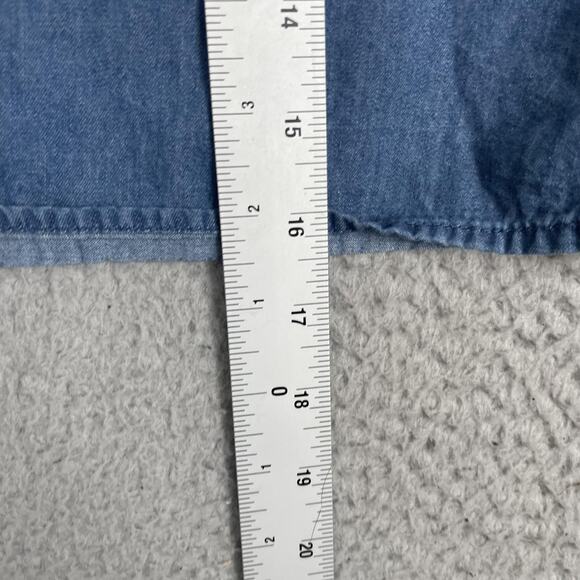 Draper James Skirt Womens Small Blue Chambray A Line Drawstring Pockets Cotton - Picture 10 of 10